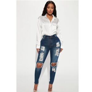 NWT Fashion Nova Say Yes to Distress Jeans